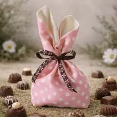 Saquinho Páscoa Porta Chocolates Tecido Algodão Com Lacinho Embalagem de Bombom