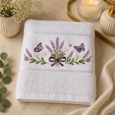 Toalha Lavabo Tema Lavanda Banheiro Toalhinha Branca Rosto Mão Delicada