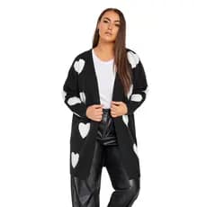 Cardigan Agasalho Inverno Feminino Tricot Blusa de Frio Coração Casaco Maxi Plus Size Feminino