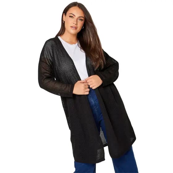 Cardigan Longo Feminino Plus Size Verão Rendado Levinho