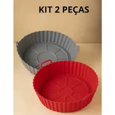 Kit 2 Forma De Silicone Para Air Fryer Forno Microondas Fritadeira Assadeira Reutilizável Antiaderente Flexível