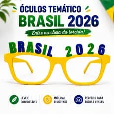 Óculos Temático Copa do Mundo Brasil 2026 | Óculos Divertido para Torcida, Festa e Eventos