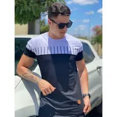 Camisa masculina listrada, camiseta longline  manga curta, camisa oversized