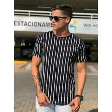 Camisa oversized masculino listrada. camiseta masculina oversized, longline