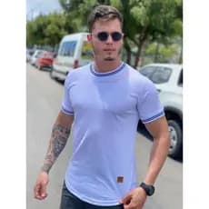 Camisa Masculina Longline. Camisa Gola listada.Oversized masculina