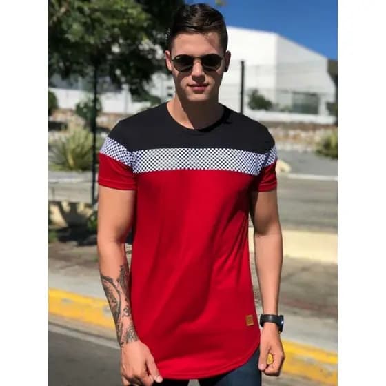 Camisa masculina listrada, Camisa oversized quadriculada, camiseta longline, camisa masculina
