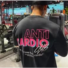 Camiseta Academia Moda Fitness Maromba "ANTI CARDIO CLUB" Estampada