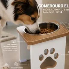 Comedouro Bebedouro Cachorro Grande Elevado Ergonômico PET MDF 20/25/30cm