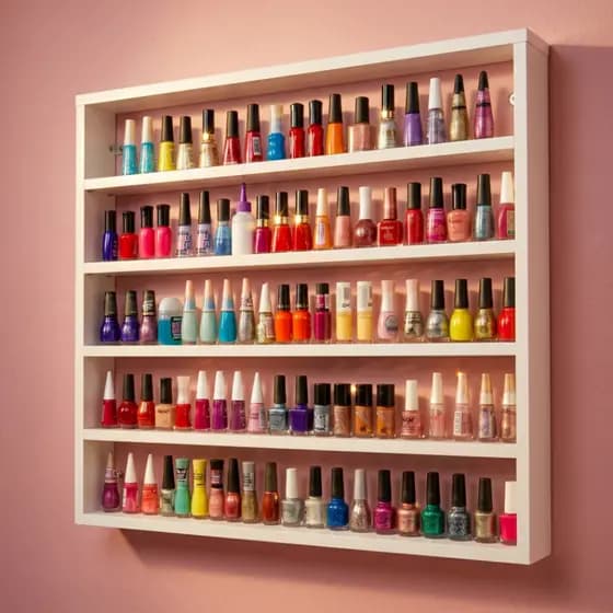 Expositor Esmaltes Nicho Parede Mdf Prateleira Organizador Manicure Salão Esmalteria Maquiagem Porta Tintas Miniaturas