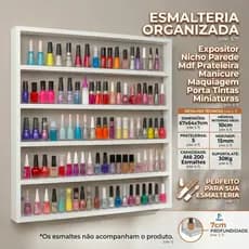 Expositor De Esmaltes Nicho Organizador Mdf Prateleira Parede Manicure Salão Tintas Linhas Miniaturas Brinquedos Perfume