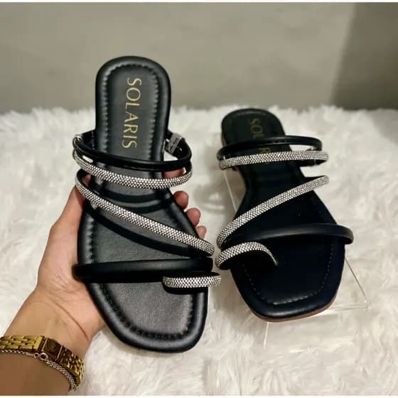 Sandália Rasteirinha Estilo Flat Confortável Brilhante Ref05