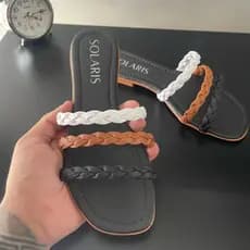 Rasteirinha Feminina Barata com Tiras Trançadas Estilo Fashion Promoção