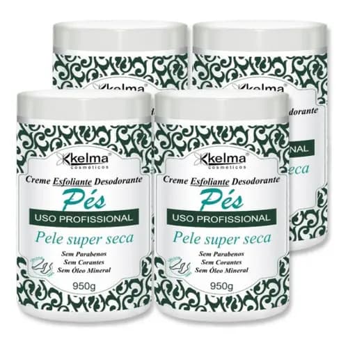 Kit 4 Unidades Creme Esfoliante Para Os Pés Kelma 950g
