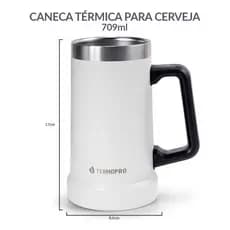 Caneca Térmica Para Cerveja Branca 709 Ml Termopro