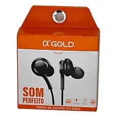 Fone De Ouvido Com Fio Gold C/ Microfone Básico Preto