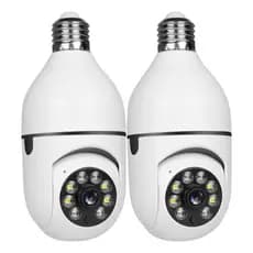 Kit 2 Câmeras Segurança Lâmpada 360 Wifi Ip Hd Visão Noturna