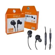 Kit 2 Fones de Ouvido A'Gold FN-S8B - Fone com Fio - Fone P2 - Fone De Ouvido Com Microfone Básico Preto