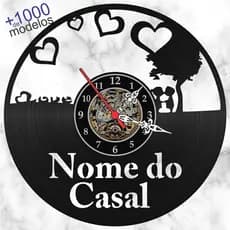 Relógio Parede Casal Apaixonado Personalizado Nome Disco Vinil Presente Namorados Sala Quarto
