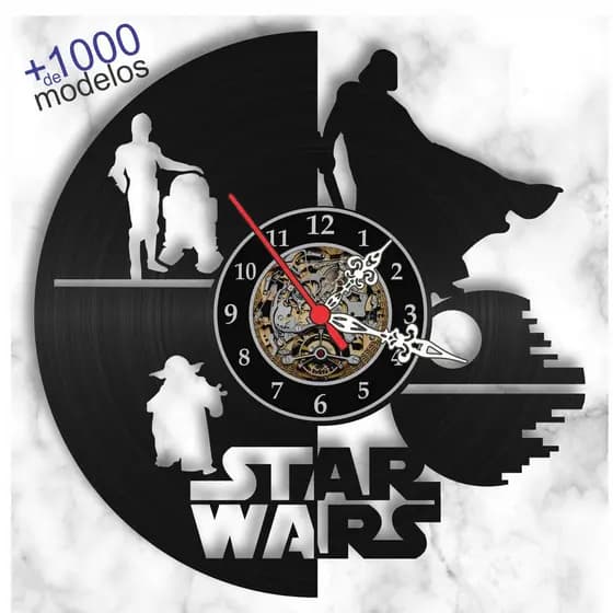 Relógio Disco Vinil De Parede Star Wars Sabiarte Presente Criativo Divertido Pai Amigo Secreto
