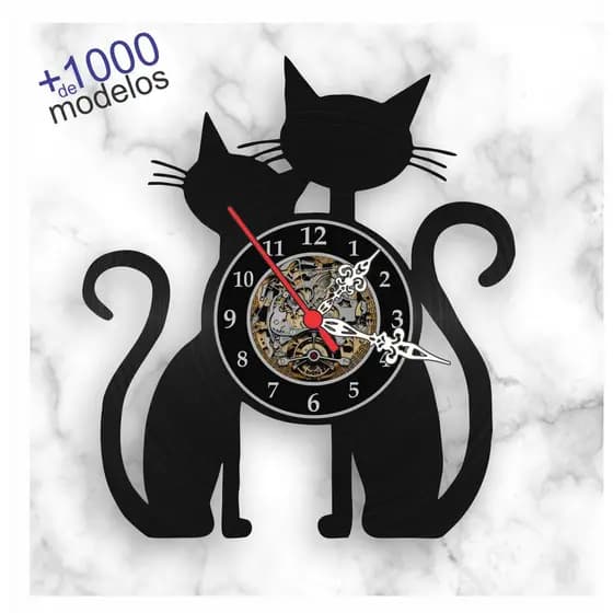 Relógio de Parede Gatos Cats Disco de Vinil Veterinária Petshop Presente Criativo