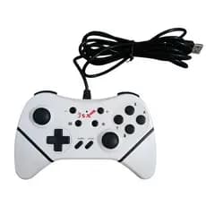 Controle USB Com Fio 2,2m PC Nintendo Switch PS3 Computador Notebook - Branco Preto