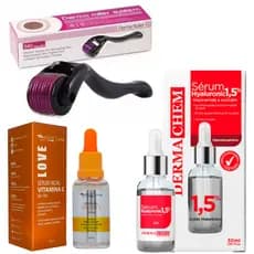 Kit Microagulhamento Com Ácido Hialurônico e vitamina C pele saudável e hidratada