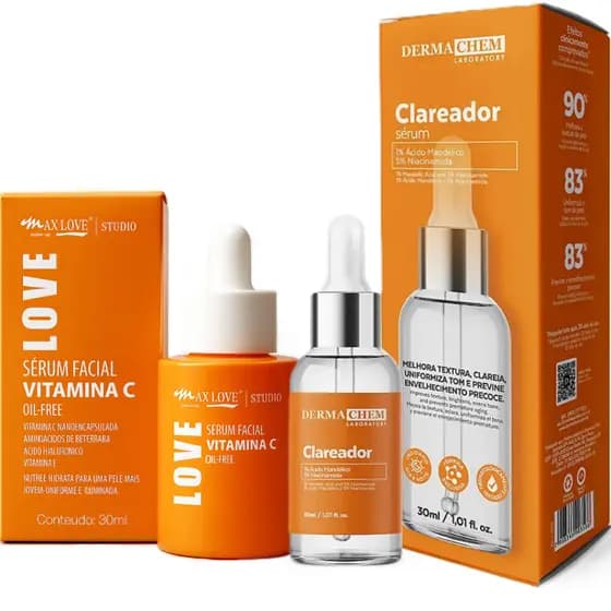 Kit 2 Sérum Clareador Retinol Acido Hialuronico Retinol Firmador Melhorando Suavidade Firmador Anti Rugas Clareia Mancha