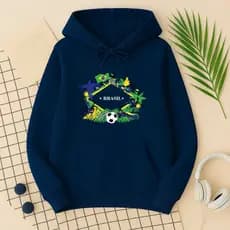 Blusa De Frio Moletom Unissex  Cores Da Bandeira Estampa Brasil Inverno Blusão Quentinho