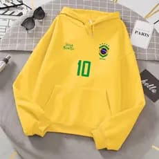 Moletom Brasil Flanelado Inverno Blusa de Frio Capuz Estampa Brasil Unissex Algodão Macio Forrado