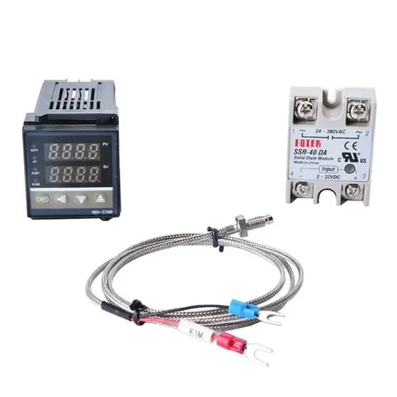 Kit com 1x Relé Sólido 40a Fotek + Controlador temperatura digital termostato pid + sensor K