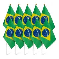 Kit 10 Bandeira De Mão Brasil Copa do Mundo Eleição Decoração Jogo Futebol