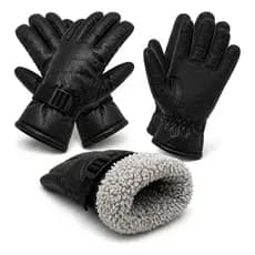 Kit 2 Pares Luva Motoqueiro Inverno Termica Impermeavel Motoboy Frio Couro Forrada Lã ForroUnissex