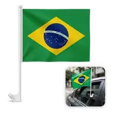 Bandeira Brasil Carro Copa Patriota Decoração 40x30cm Haste