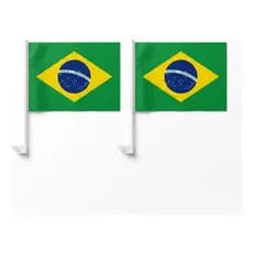 Kit 02 Bandeiras Brasil Carro Copa do Mundo Eleição 40x30cm C/ Haste