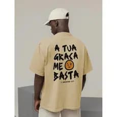 Camiseta Oversized Unissex Gospel 100% Algodão Estampa Cristã Fé Deus Jesus Versículos Bíblicos Moda Evangélica Cristão