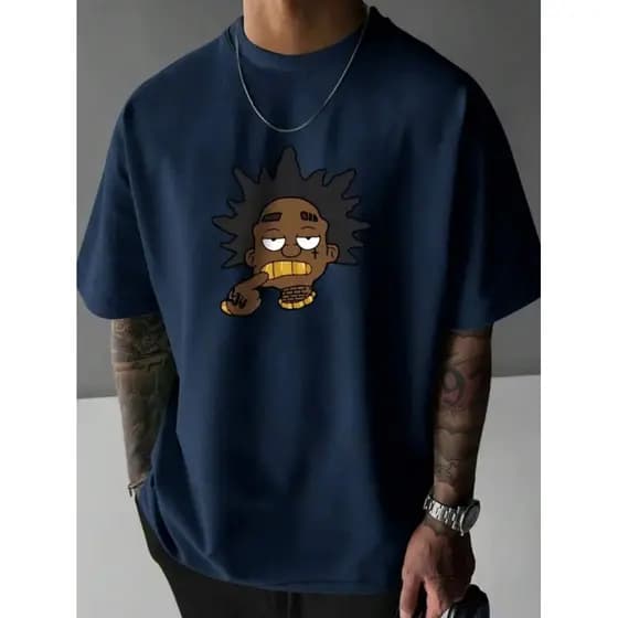 Camisa masculina 100% Algodão Manga Curta Camisa Estampada Moda Verão