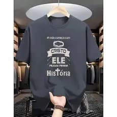 Camiseta Unissex Gospel Masculina Algodão Cristo Mudou Minha História - 100% Algodão Premium Evangélica