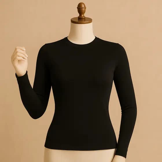 Blusa de frio feminina Segunda Pele Lisa Preta Gola Careca cacharrel gola redonda