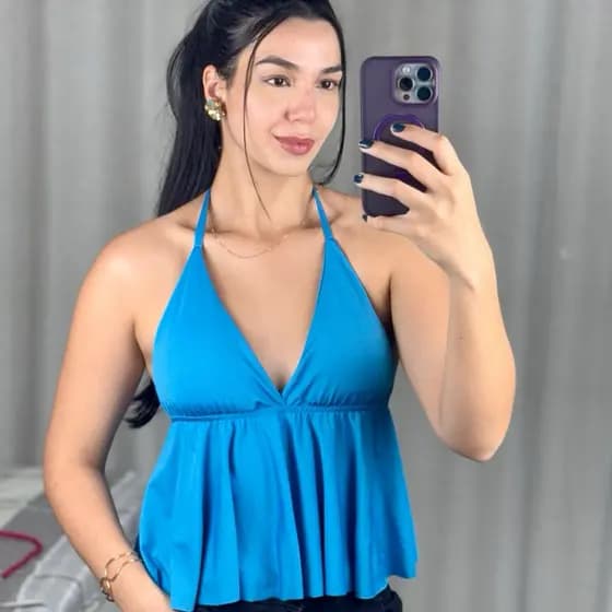 Camiseta alcinha Regata feminina Cropped de babado costa nua blusa rodada com amarração