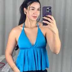 Camiseta alcinha Regata feminina Cropped de babado costa nua blusa rodada com amarração