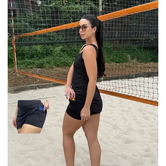 Conjunto duo Vestido beach tennis fitness feminino padel esportivo futvolei volei proteção uv