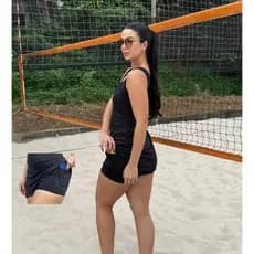 Conjunto duo Vestido beach tennis fitness feminino padel esportivo futvolei volei proteção uv