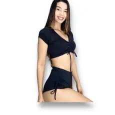 Conjunto Biquini sunkini short de praia feminino moda praia