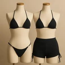 Trio de biquini feminino fita com shortinho para praia sunkini bionda  sunquini
