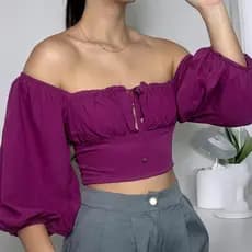 Blusa Feminina ombro a ombro manga bufante boho