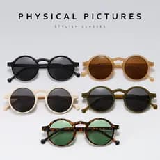 Óculos De Sol Vintage Com Armação Redonda Para Mulheres/Masculino/Clássico /