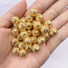 40-300pcs Fashion Hollow Round Flower Ball Beads Esferas Prata Ouro Cor 4-12mm Bijuteria Acessórios Beacelet