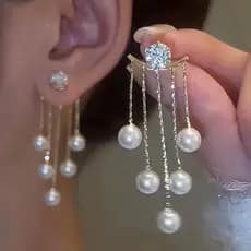 1 Par De Brincos Elegantes De Imitação De Pérolas , Com Pingente De Borlas De Personalidade Feminina , Presentes De Fest