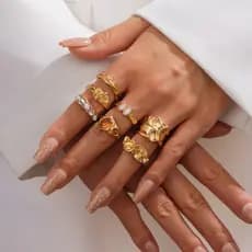 7 Pçs/Set Criativo Metal Aberto Anel Largo Conjunto Mulheres Vintage Empilhado De Dedo Desgaste Diário Presentes De Féri