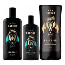 Kit Shampoo Condicionador e Leave-in Para Cabelo Baboon